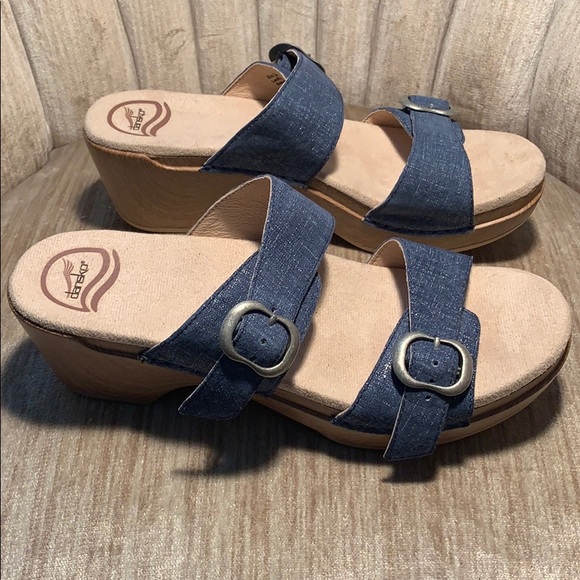 NWOT Dansko denim leather adjustable sandals EC - Picture 3 of 16